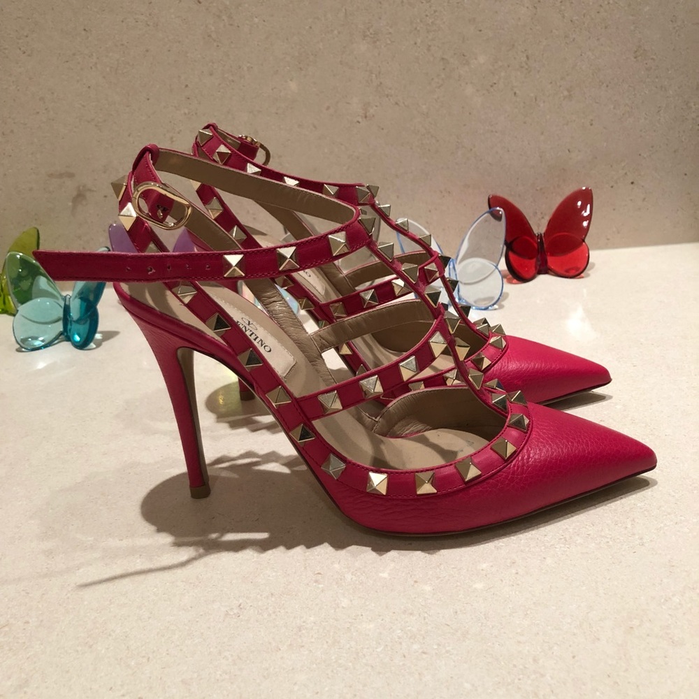 Valentino Hot Pink Rock Stud Heels - Picture 3 of 4